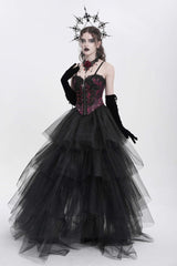 Red Sleeveless Embroidery Lace Chain Women's Gothic Vest - Product - 12