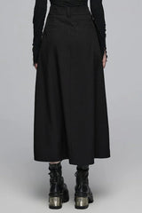 Black Irregular Ruched Women's Gothic Skirt - Product - 3
