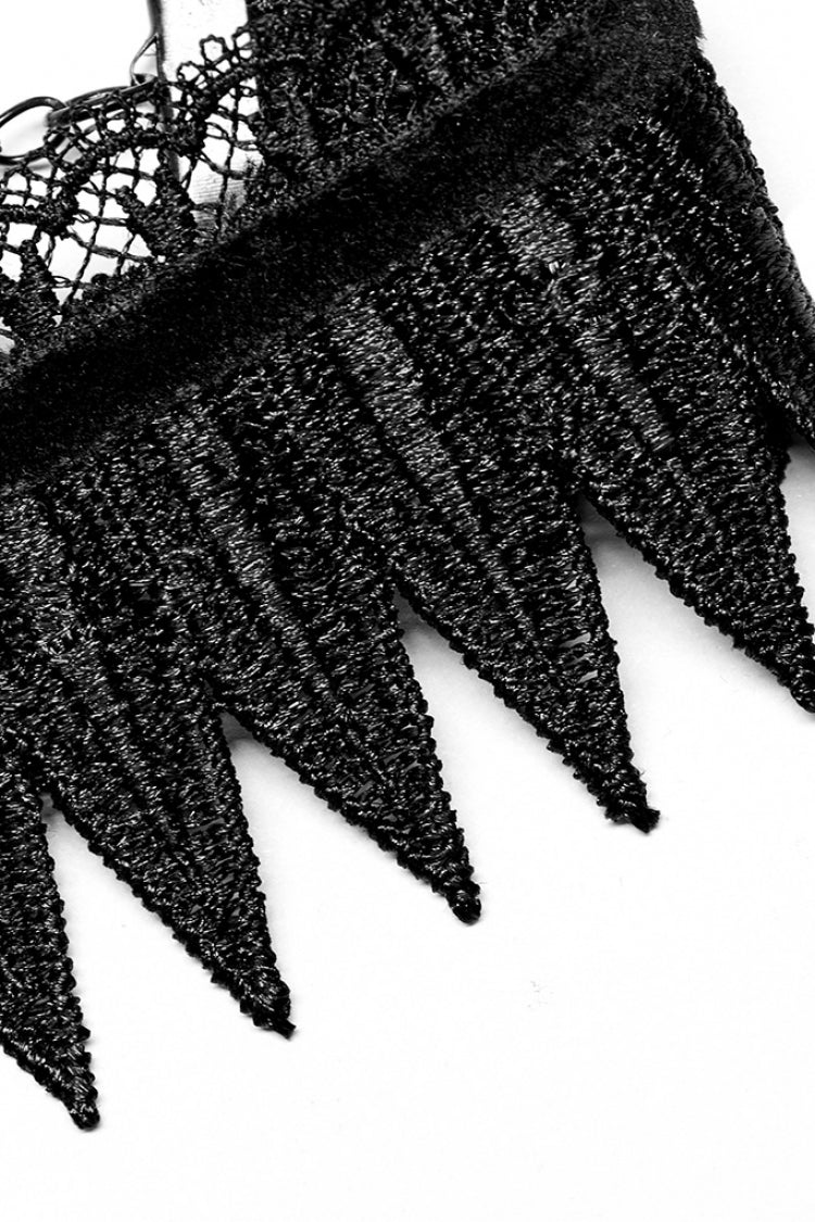 Black Adjustable Size Feather Lace Women's Gothic Choker - Product - 8