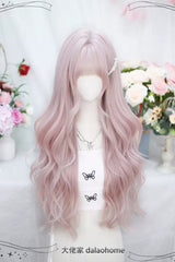 Pink Short Bangs Sweet Lolita Long Curly Wigs - Product - 2