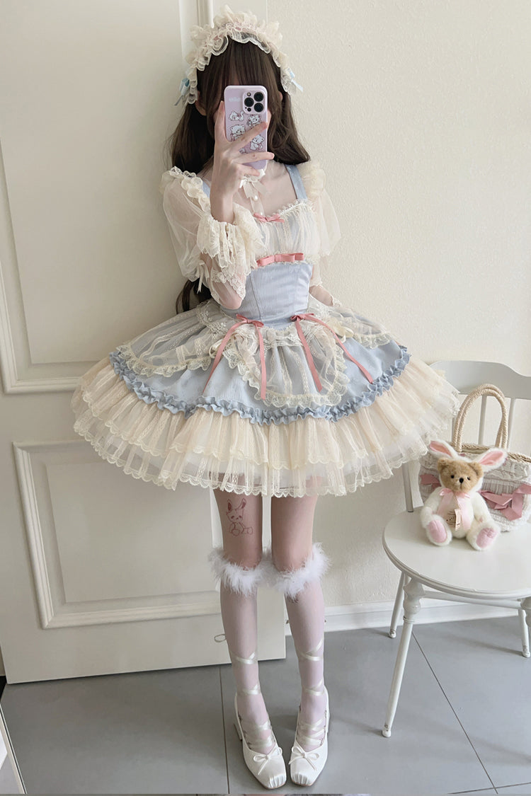 [Flower Season] Bowknot Lace Sweet Ballet Lolita Jsk Dress 4 Colors - Product - 17
