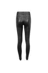 Black Stretch Diamond Wavy String Adjustable Slim Fit Women's Punk Trousers - Product - 8