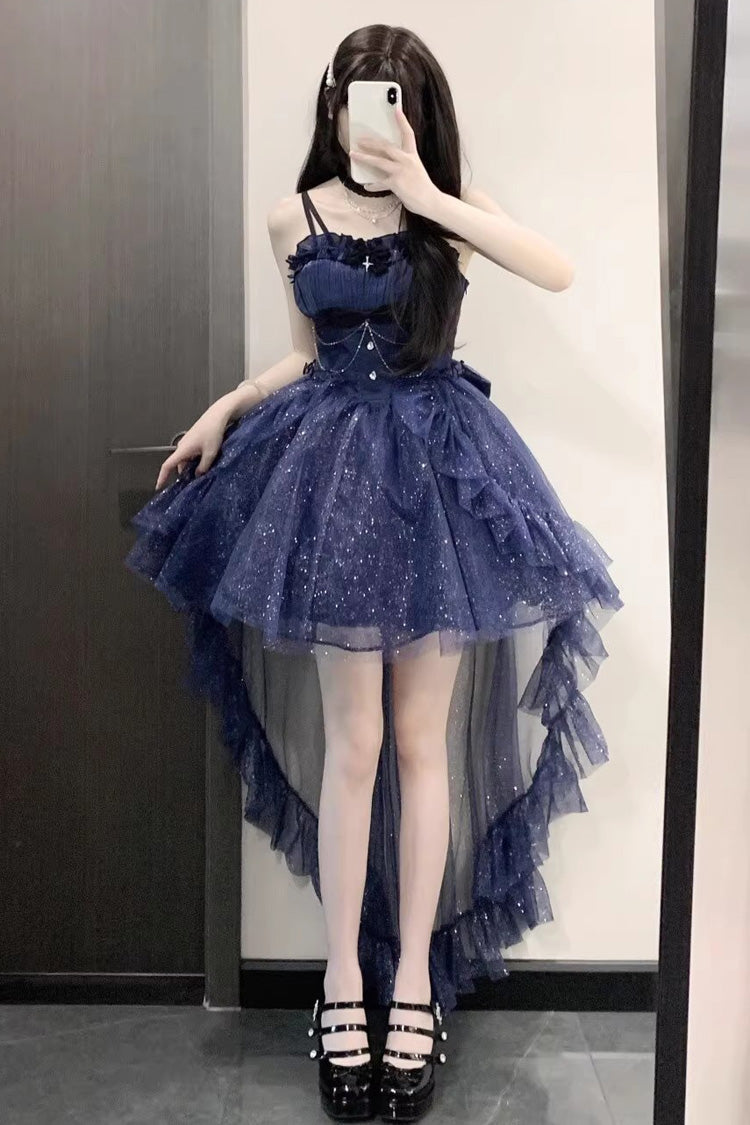 Blue Cardigan Sweet Elegant Princess Lolita Jsk Dress Set - Product - 2