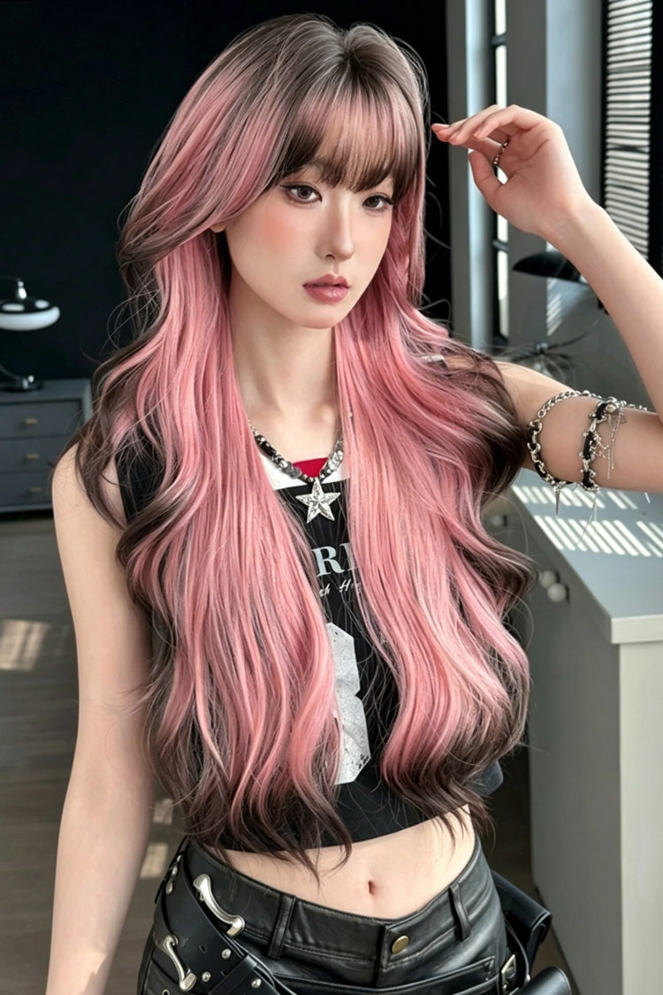 Harajuku Y2K Ombre Long Fluffy Loose-Wavy Sweet Lolita Wig with Full Bangs 2 Colors - Product - 6