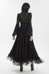 Black Lace Round Collar Flared Sleeved Women's Gothic Shirt - Product - 5