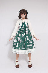 Christian Pious Duck Print Sleeveless Bowknot Sweet Lolita JSK Dress - Green - 11