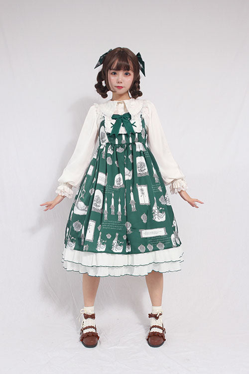 Christian Pious Duck Print Sleeveless Bowknot Sweet Lolita JSK Dress - Green - 11