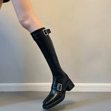 Classic PU Buckled Lolita Knee-High Boots 2 Colors (Black, Brown) - Product - 2