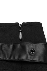 Black Stitching Mesh Straps Pleated Women's Punk Skirt - Product - 7