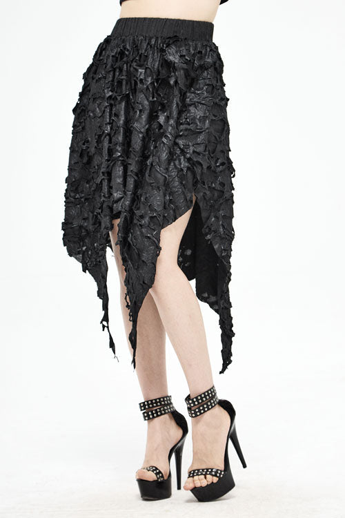 Black Punk Tattered Sharp Hem Womens Skirt - Product - 2