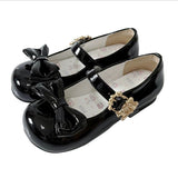 Bowknot Round-Toe Low Heel Sweet Lolita Mary Jane Shoes 4 Colors - Black - 2