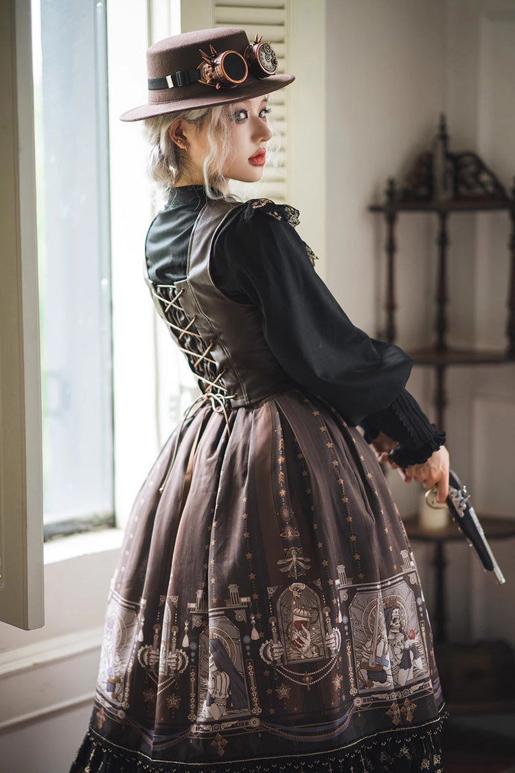 Demon Hunting Notes Print Ruffle Sweet Elegant Lolita Skirt 2 Colors - Product - 15
