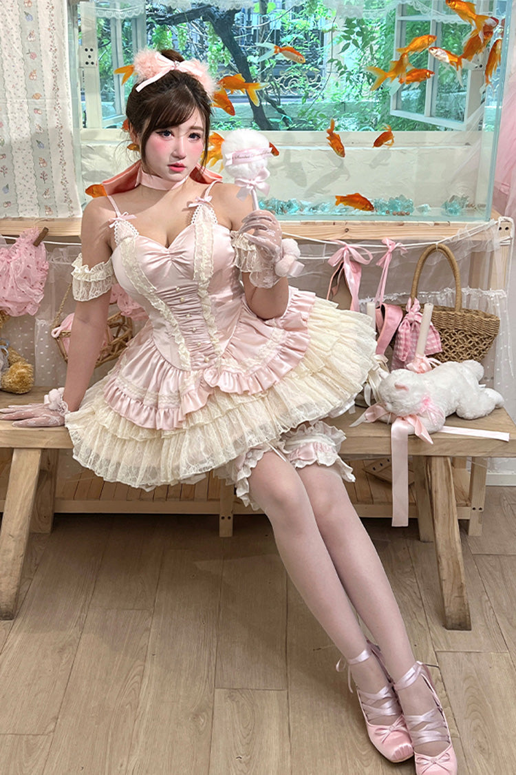 Pink [Ballet Cat] Multi-Layered Ruffle Lace Sweet Princess Lolita Dress - Product - 7