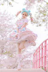 Pink Multi-layer Frosted Sugar Sweetheart Print Bowknot Sweet Lolita Jsk Dress - Product - 7