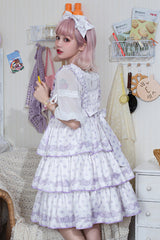 Dot Print Multi-Layer Ruffled High Waist Sweet Lolita JSK Dress - Product - 4