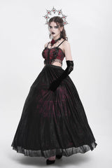 Red Jacquard Floral Embroidery Lace Ripped Women's Gothic Party Slip Dress - Product - 5