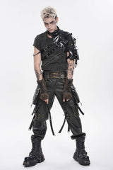 Black Lace-Up Slim Asymmetric Buckled Eyelet Men's Punk Cool Accessory Body Harness - Product - 5