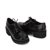 Black Synthetic Leather Round Toe Military Style Platform Punk Lolita Shoes - Product - 4