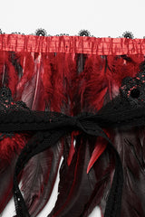 Black/Red Faux Feather Women's Gothic Shoulder Harness - Product - 7