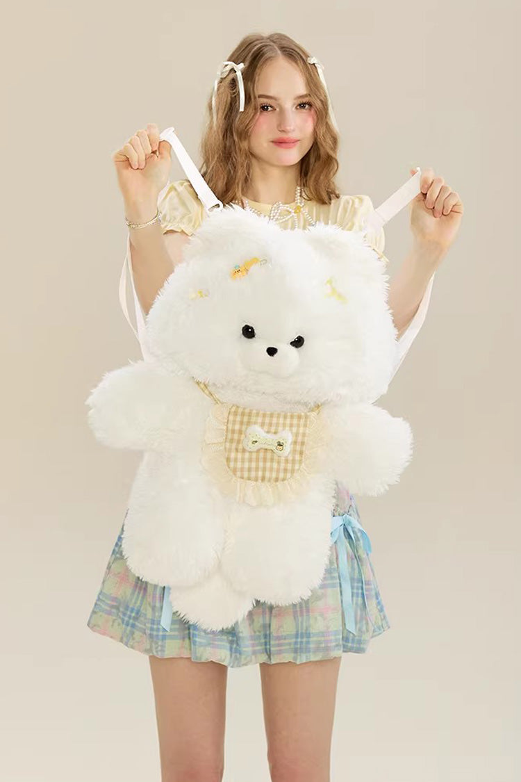 White Cute Samoyed Plush Toy Sweet Lolita Dog Backpack - Product - 7