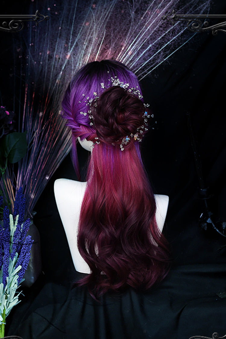 Purple Gradient Long Curly Hair Gothic Lolita Wigs - Product - 4