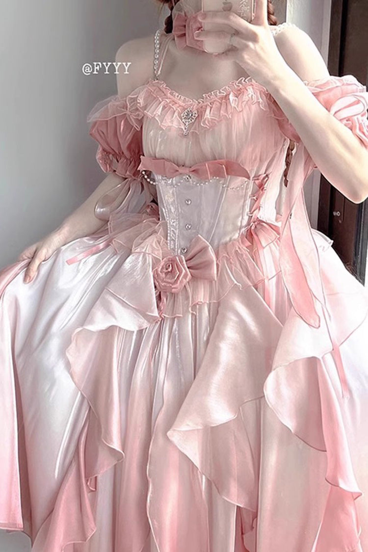 Pink Bowknot Irregular Sweet Princess Lolita Jsk Dress - Product - 5