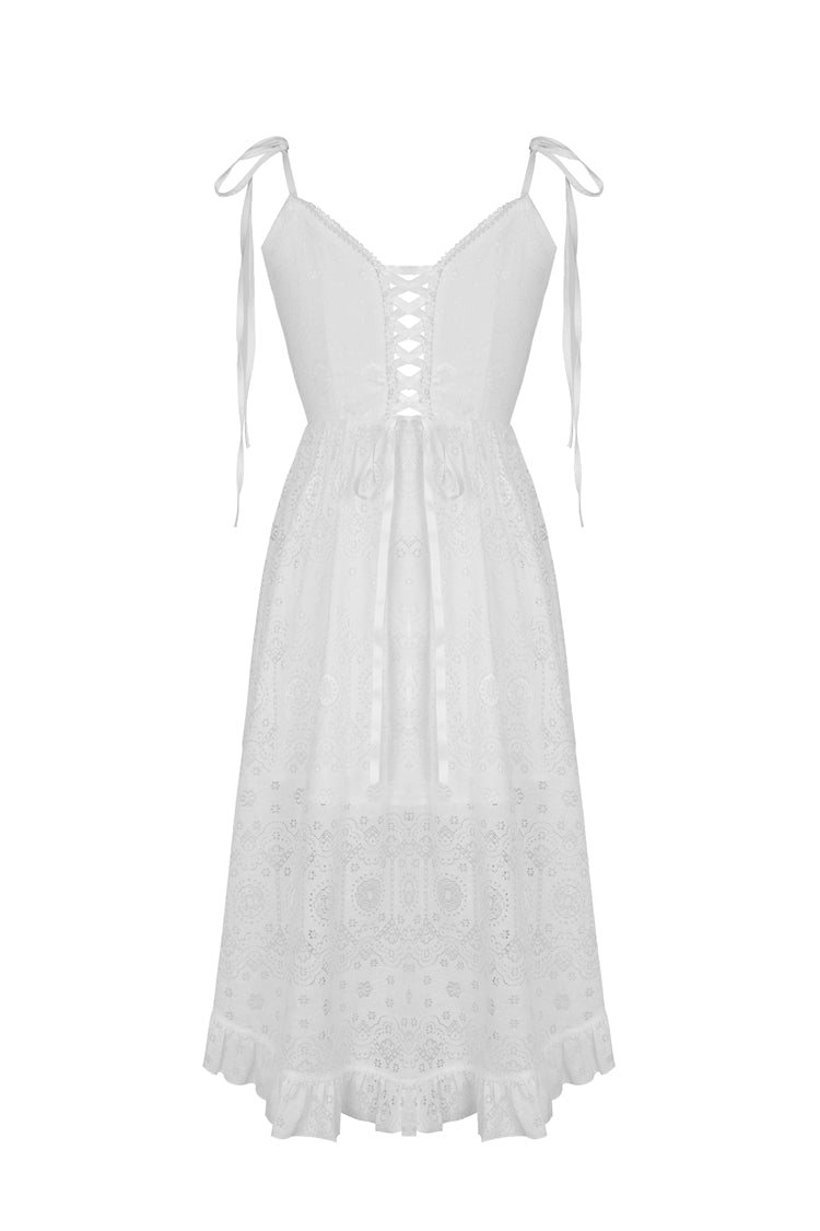 White Floral Lace Lace-Up Women's Steampunk Slip Cocktail Dress - Product - 14