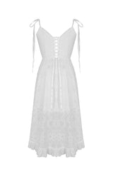 White Floral Lace Lace-Up Women's Steampunk Slip Cocktail Dress - Product - 14