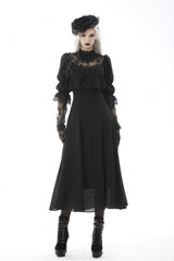 Black Stand Collar Cut-Out Half Sleeves Lace Spliced Women's Gothic Maxi Dress - Product - 5