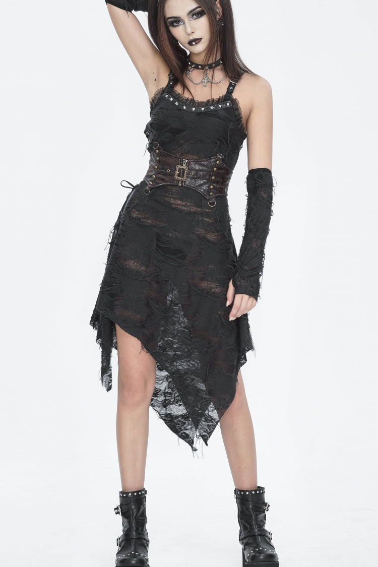 Brown Lace-Up Slim Buckled Strappy Eyelet Women's Punk Corset - Product - 9
