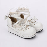 Round Toe Bowknot Lace Sweet Lolita Shoes - White - 2