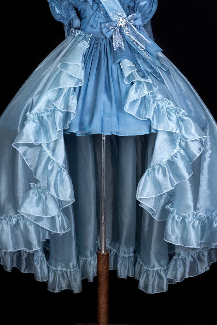 Blue [Mermaid Princess] Ruffle Hanayome Bowknot Sweet Elegant Lolita Jsk Dress Set - Product - 9