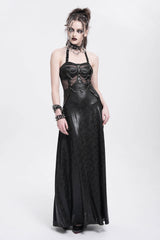 Black Halterneck Stitching Mesh Chained Women's Punk Dress - Product - 5