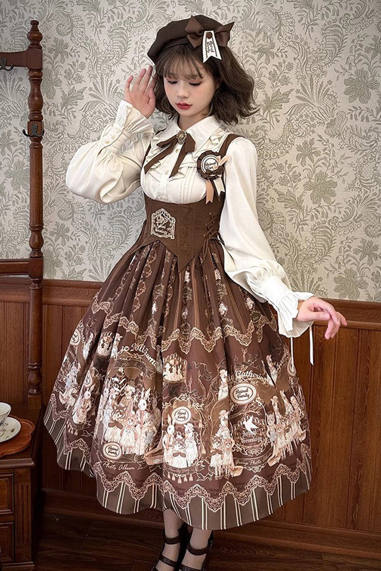 Doll's House Print Ruffle Embroidery Long Version Sweet Lolita Jsk Dress 2 Colors - Product - 7