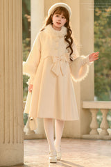 Apricot Long Sleeves Bowknot Sweet Princess Lolita Long Coat - Product - 3