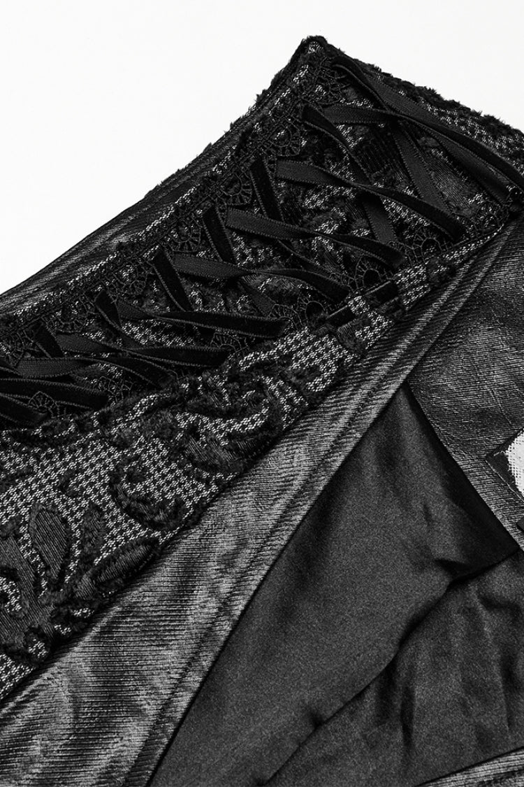 Black V Collar Long Sleeves Floral Embroidery Men's Gothic Vest - Product - 5