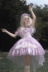 Purple Fantasy Music Box Ruffle Bowknot Lace Ballet Sweet Elegant Lolita Dress - Product - 8