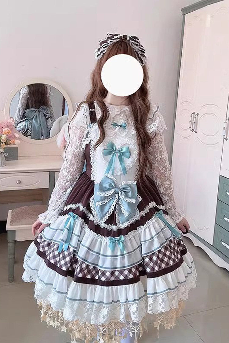 [Beating Heart] Sleeveless Print Ruffle Bowknot Lace Sweet Lolita Dress 3 Colors - Product - 8