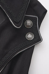 Black [The Mystery of Silence] Lapel Collar Sleeveless Open-Front Zippered Classic Vintage Elegant Prince Ouji Lolita Long Coat - Product - 4