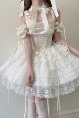 Ivory Angel Sweetheart Multi-Layered Lace Sweet Princess Ballet Lolita Dress - Product - 8