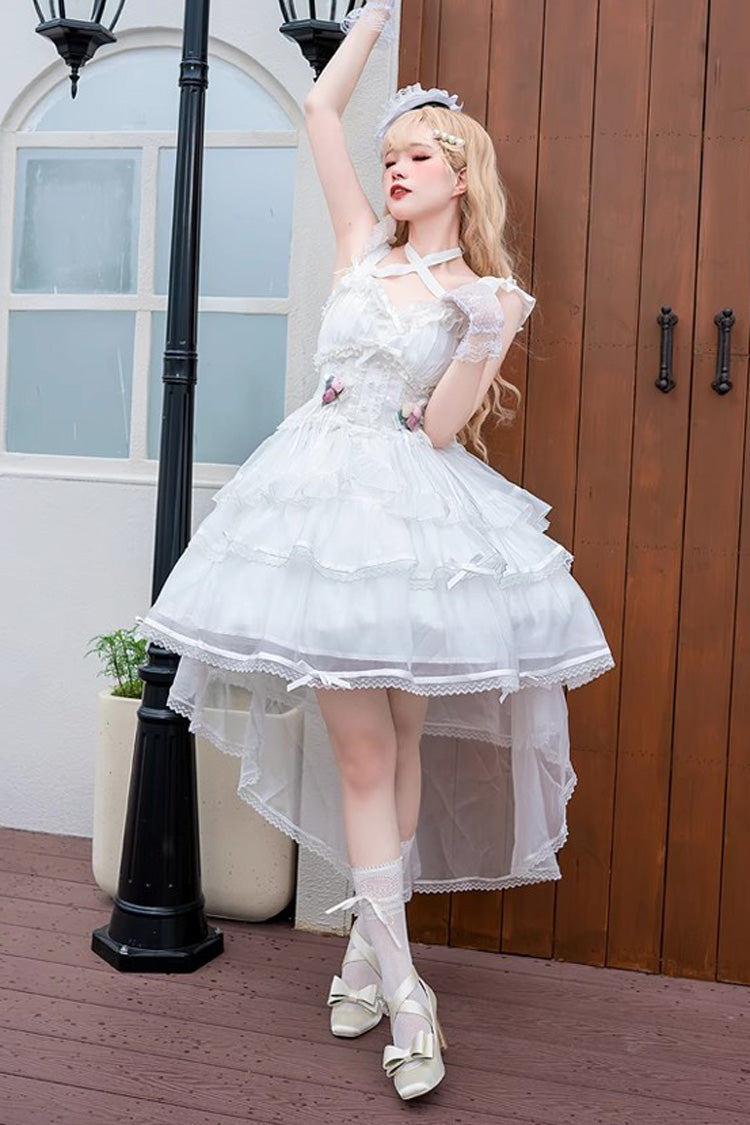 White Sleeveless Multi-layer Hanayome Sweet Lolita Jsk Dress - Product - 2