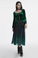 Green Long Sleeves Gradient Irregular Women's Gothic Blouse - Product - 4