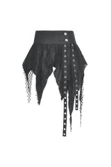 Black High Waisted Irregular Women's Punk Super Mini Skirt - Product - 3