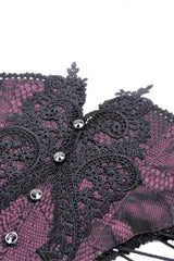 Purple Butterfly Embroidered Lace Women's Luxurious Royal Underbust Corset - Product - 15
