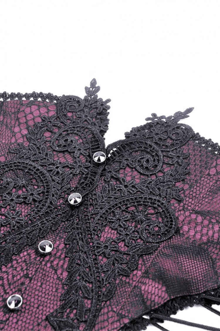 Purple Butterfly Embroidered Lace Women's Luxurious Royal Underbust Corset - Product - 15