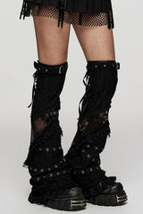 Black Panel Lace Decoration Women's Gothic Leg Covers - Product - 2