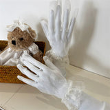 Butterfly Embroidered Lace Mesh Sweet Lolita Gloves 2 Colors - Product - 3