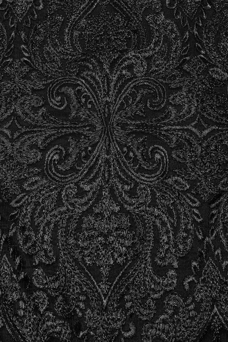 Black Studded Embossed Embroidery Lace-Up Women's Gothic Skirt - Product - 6