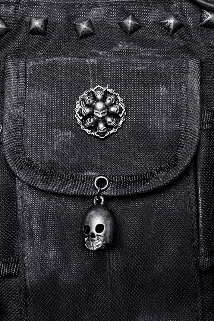 Black Post-Apocalyptic Rivets Skull Women's Steampunk Adjustable Strap Bag - Product - 6