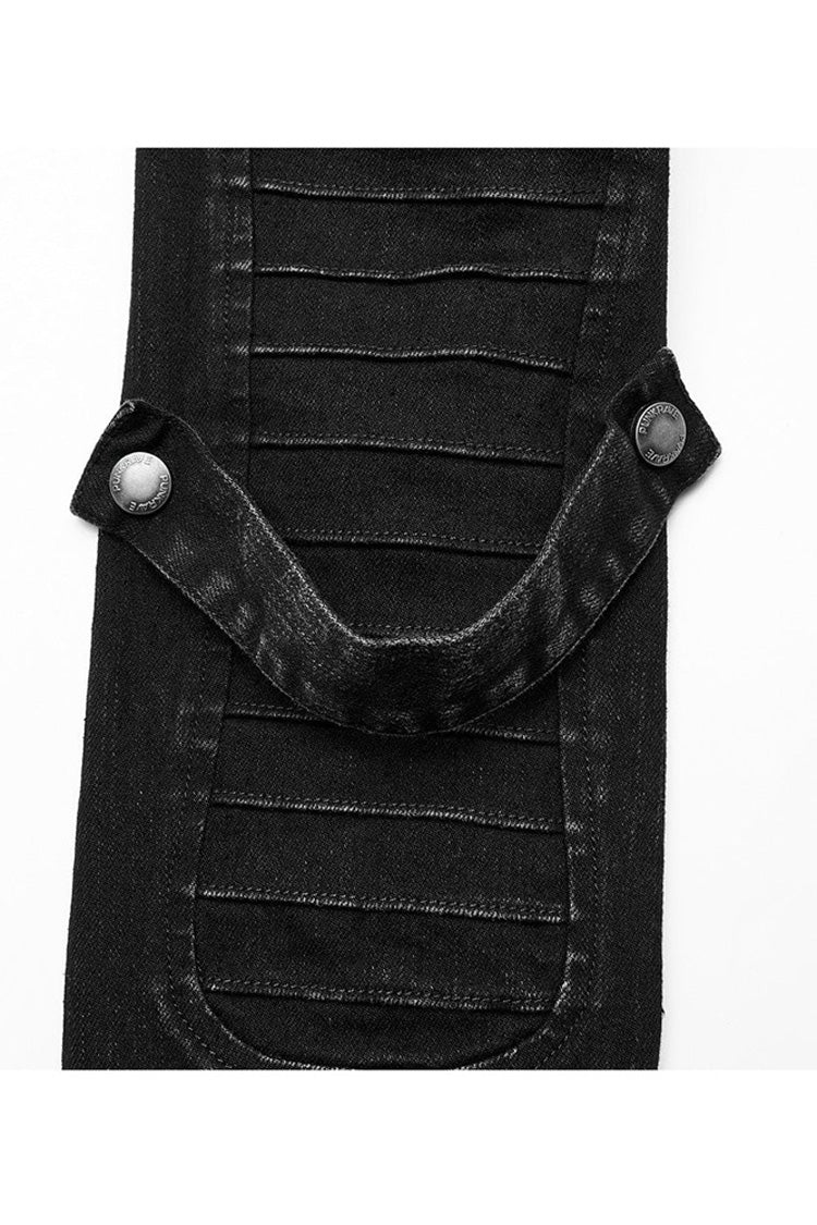 Black Denim Slant Pocket Washed Distressed Stretch Women's Punk Jacket - Product - 8